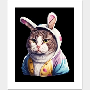 Easter Bunny Cat Posters and Art